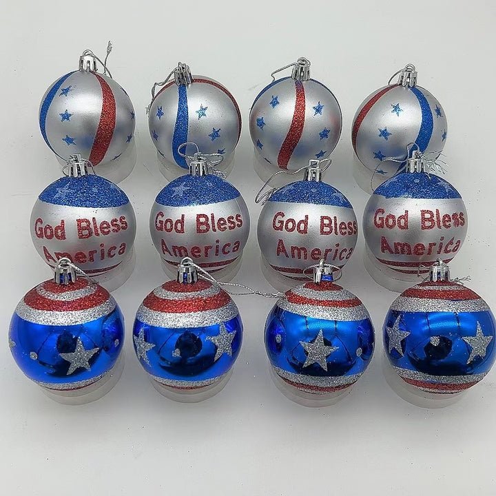 Unisex nan patriotic glass Christmas bauble set with glitter effect and inscription Bowlift