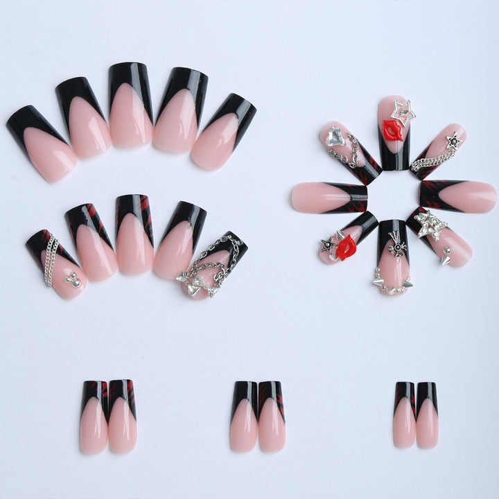 Artificial nails with glamorous 3D decorations and noble accents Bowlift