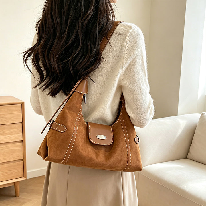 Stylish Suede Shoulder Bag Bowlift