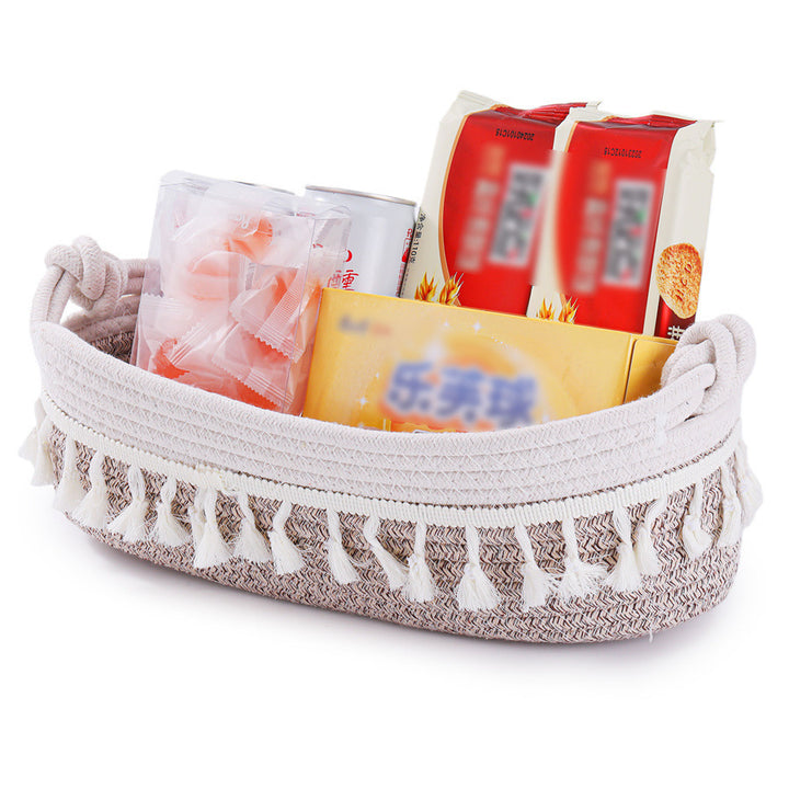 Women Versatile Storage Basket with Tassel Decoration Bowlift