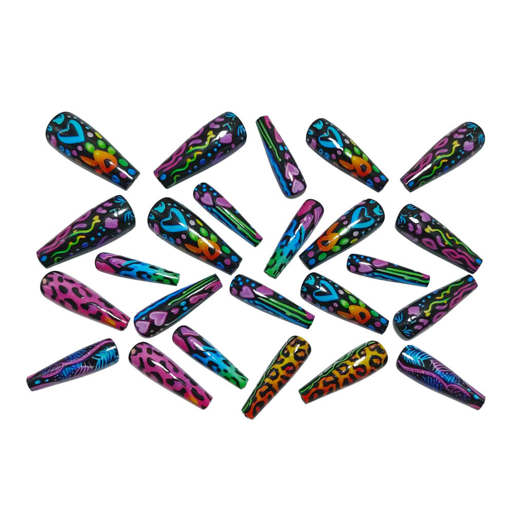 Nail art in colorful neon design Bowlift