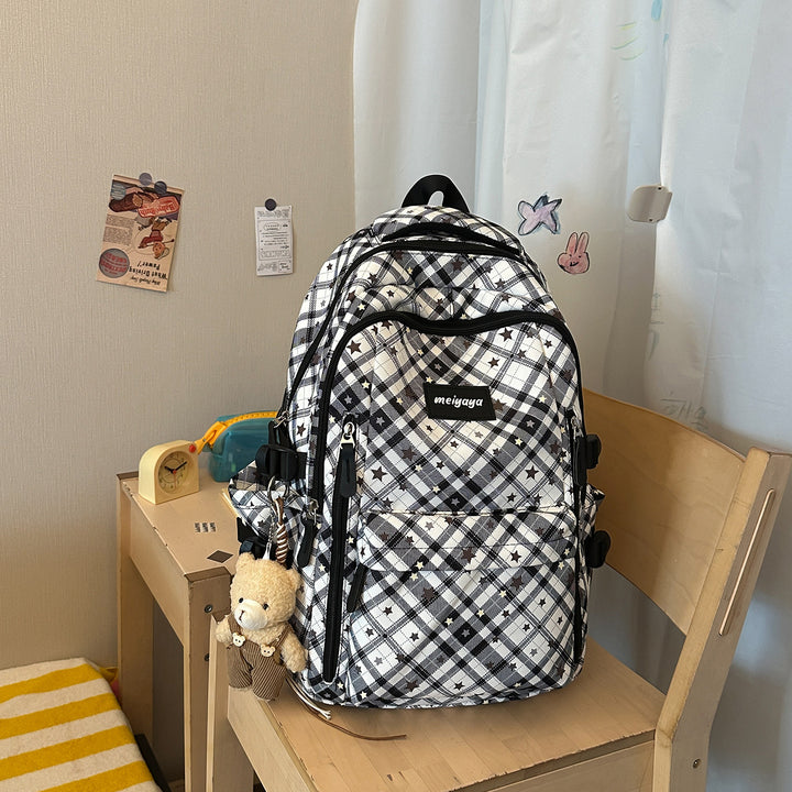 Playful Plaid Patterned Backpack