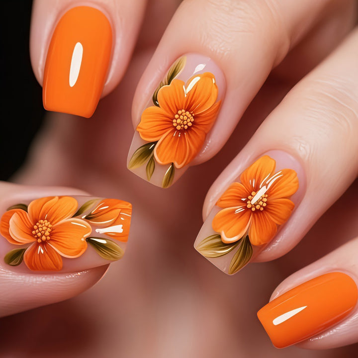 Artistic Nail Design with Floral Motifs Bowlift