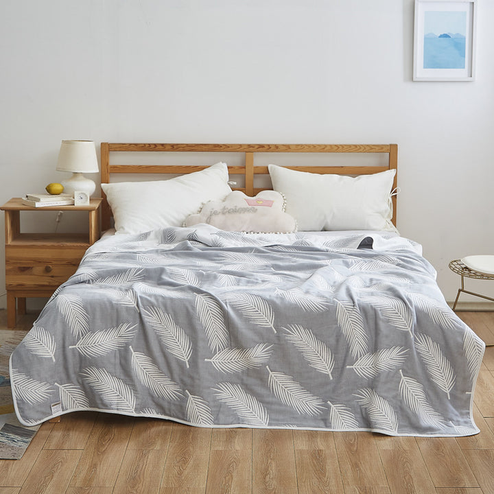 Women Elegant Blanket with Subtle Leaf Pattern Bowlift