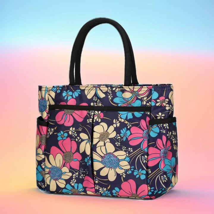 Multi-Pocket Candy Print Tote Bag Bowlift