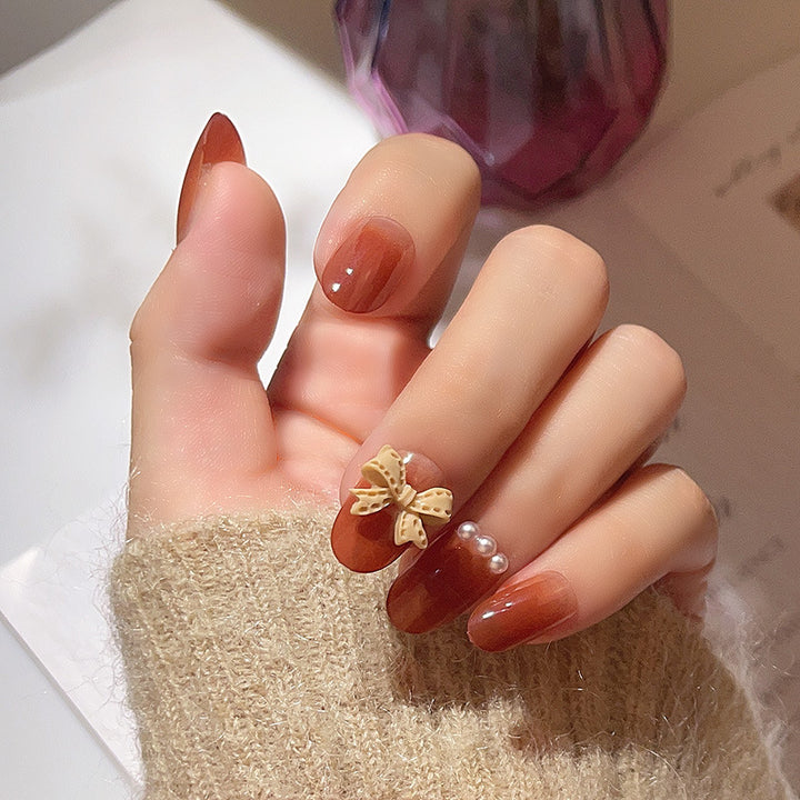Elegant Floral-Accented Press-On Nails Bowlift
