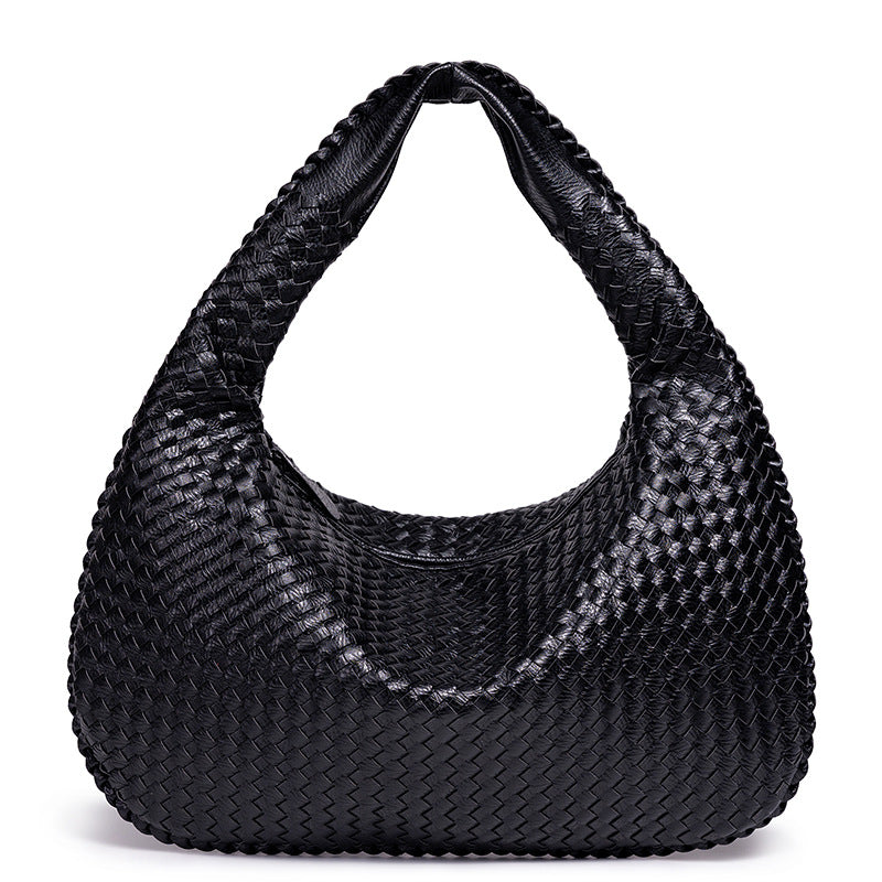 Woven Leather Shoulder Bag Bowlift