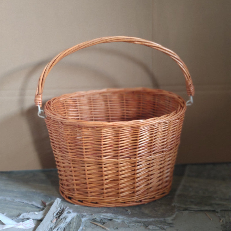 woven rattan bicycle front basket with quick-release mounting system Bowlift
