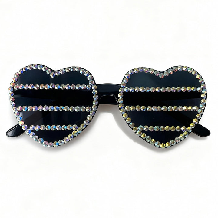 Decorative Rhinestone-Embellished Heart-Shaped Sunglasses Bowlift 1787141270