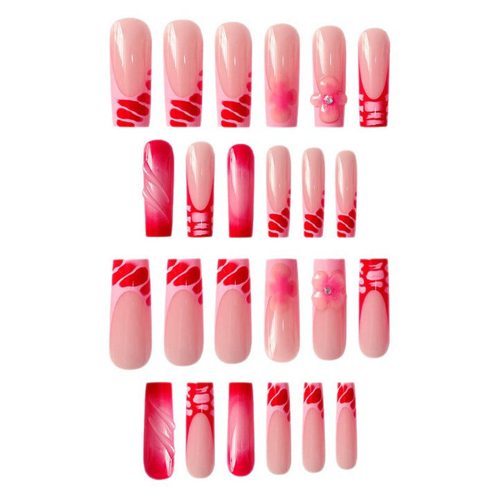 Decorative Floral Acrylic Press-On Nails Bowlift