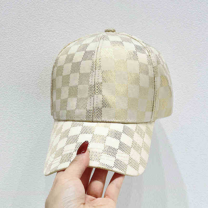 Women's Stylish Checkered Pattern Baseball Cap Bowlift