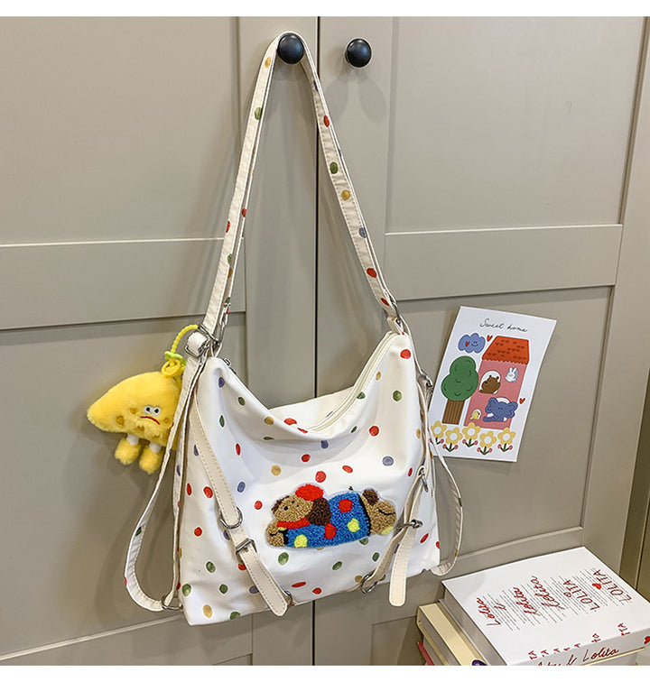 Playful Polka Dot Plush Crossbody Bag Bowlift