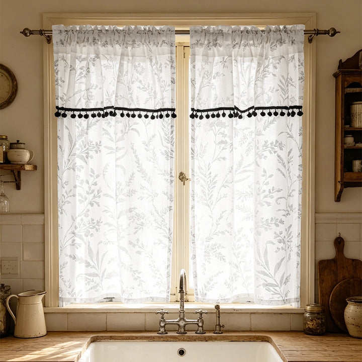 Floral Print Kitchen Curtain Set
