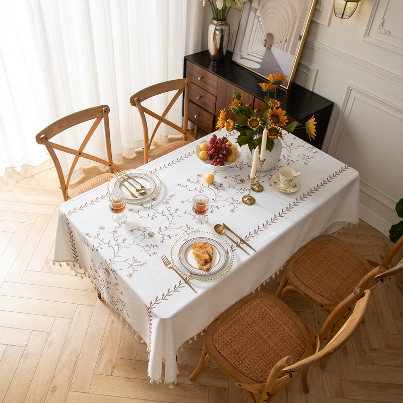 Embroidered Botanical Tablecloth