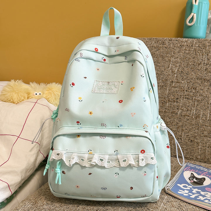 Decorative Floral-Embellished Backpack Bowlift