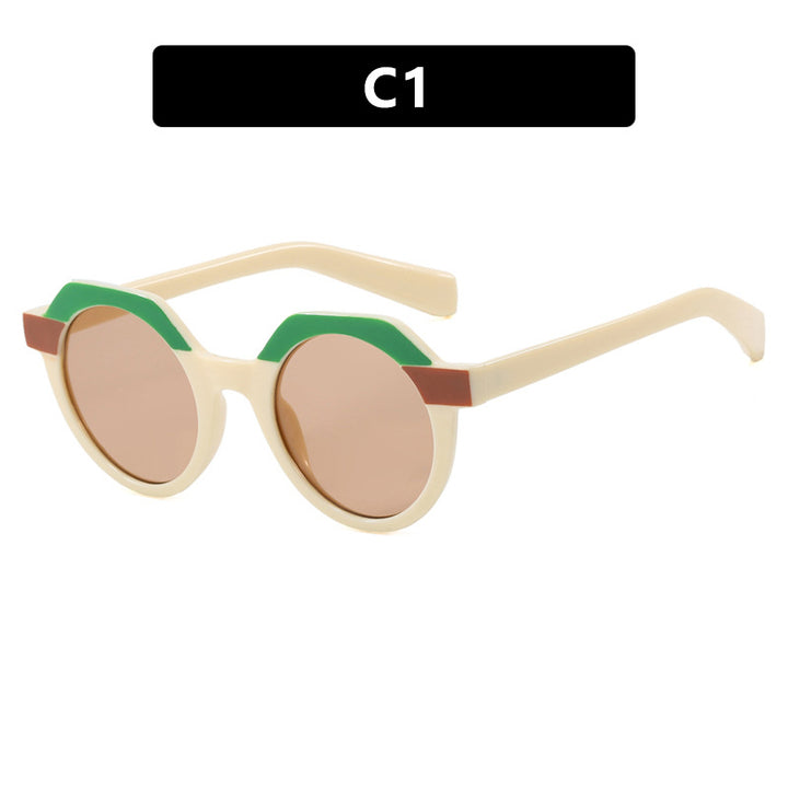 Ladies extravagant round sunglasses with colored accented frame Bowlift