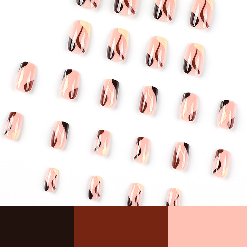 Artificial nail design with modern marble pattern Bowlift
