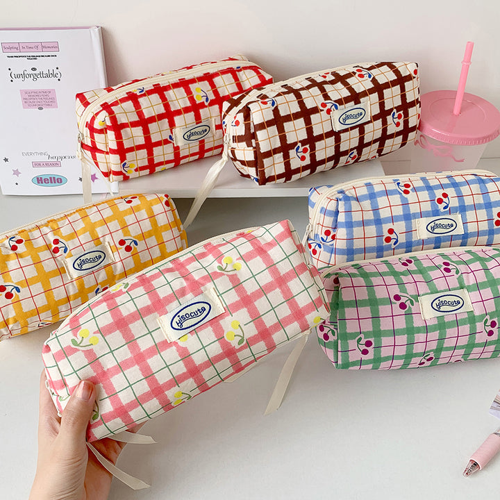 Fashionable Plaid Pencil Case Bowlift