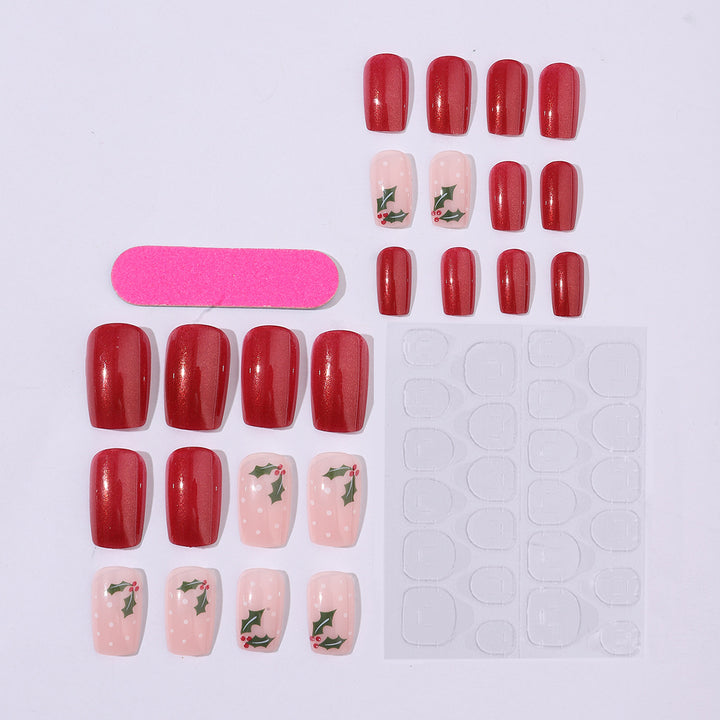 Artificial nail set with festive Christmas design and playful festive decoration Bowlift