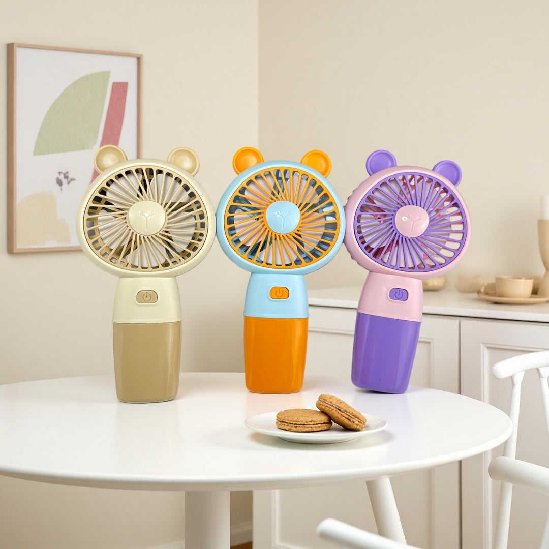 Ladies Portable Hand Fan with Animal Ears Bowlift