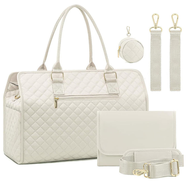 Padded handbag with detachable cosmetic pouch and organizer Bowlift