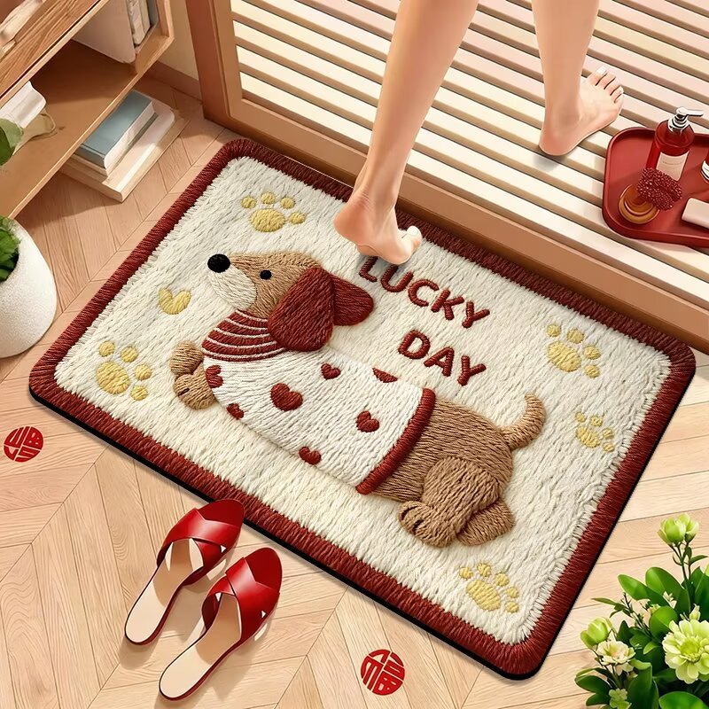 Cute Puppy-Themed Plush Bath Mat Bowlift