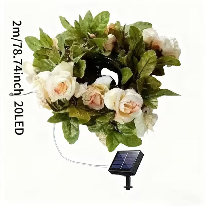 Artificial Rose Vine LED Fairy String Lights Waterproof Copper Wire Bowlift