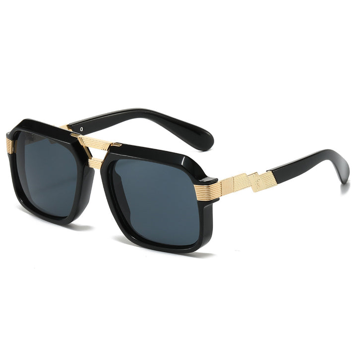 Oversized Square Sunglasses with Metallic Detailing Bowlift