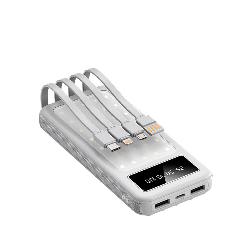 Portable power bank with digital power display and integrated cable system Bowlift