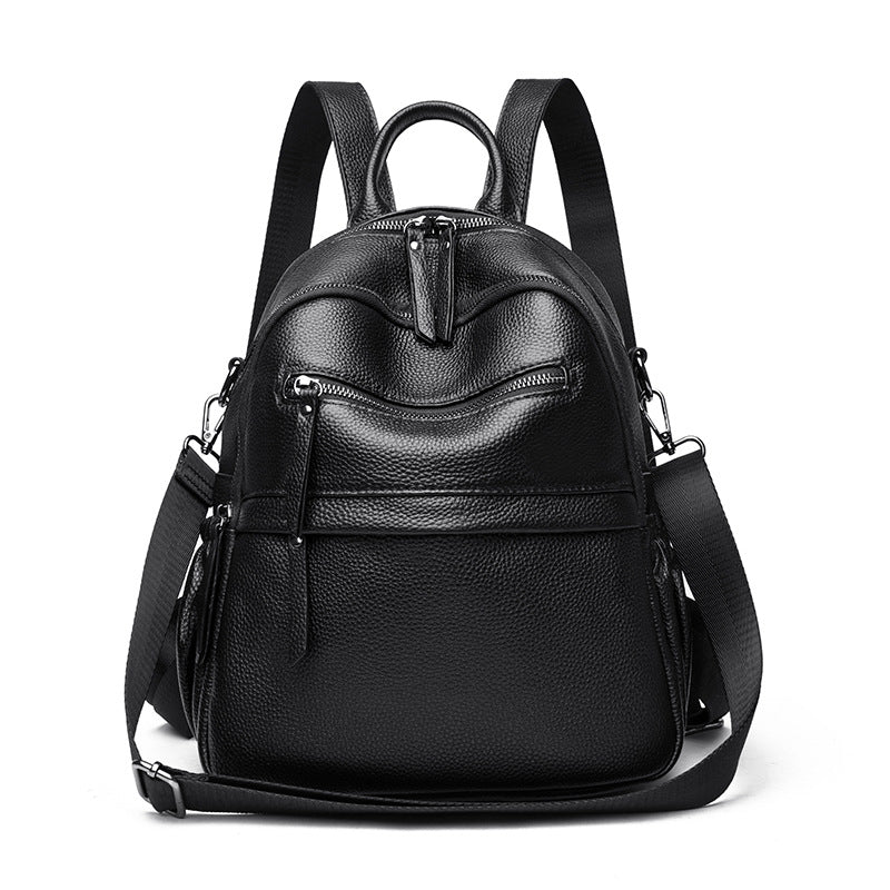 Multi-Functional Textured Leather Backpack Bowlift