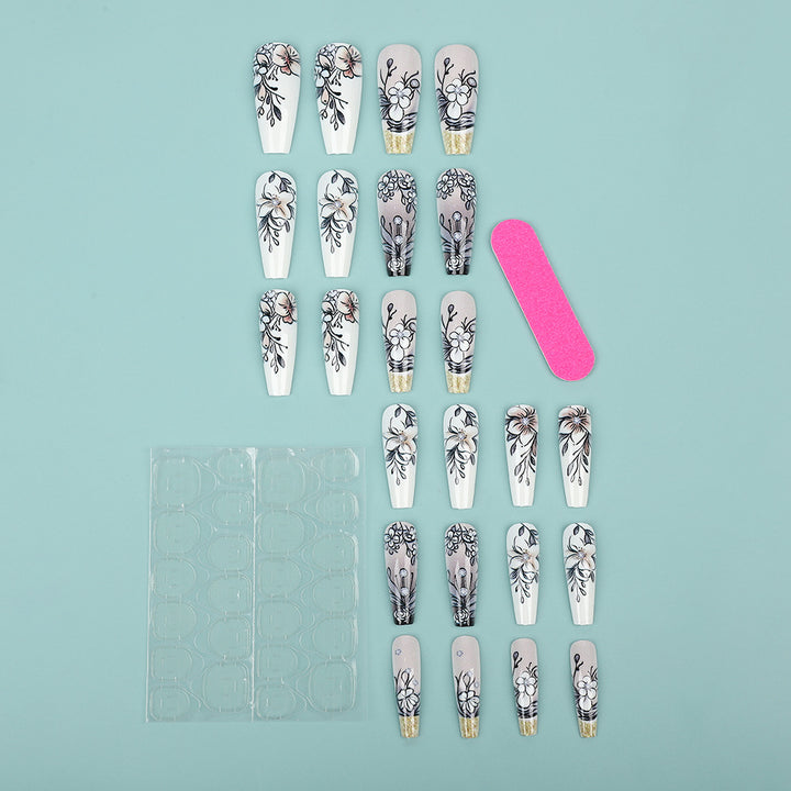 Art Nail Set with Artistic Floral Decorations Bowlift