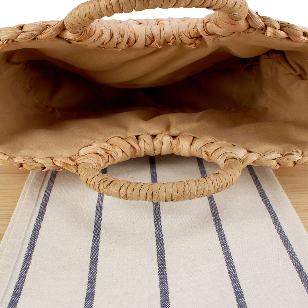 Tote bag made of handmade natural material with elegant round handle Bowlift