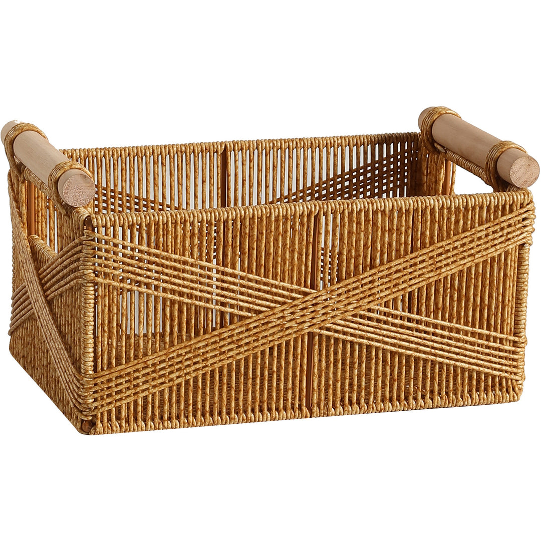 Unisex Functional Storage Basket with Ergonomic Wooden Handles Bowlift