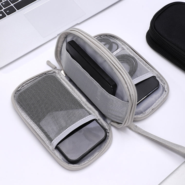 Tech Accessory Organizer Pouch with Mesh Compartments and Elastic Cable Loops Bowlift