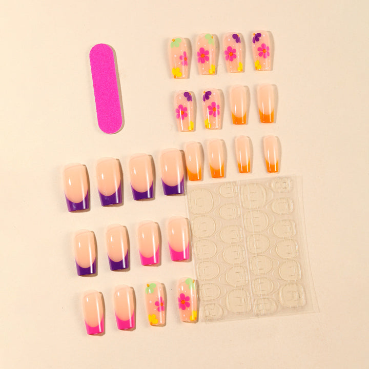 Vibrant Floral Nail Art Extensions Bowlift