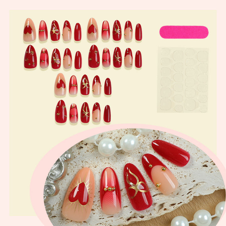 Artificial nail set with romantic heart designs Bowlift