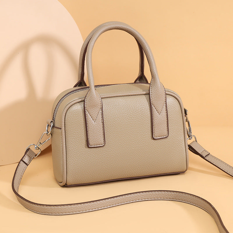 Textured Leather Mini Handheld Satchel Bowlift