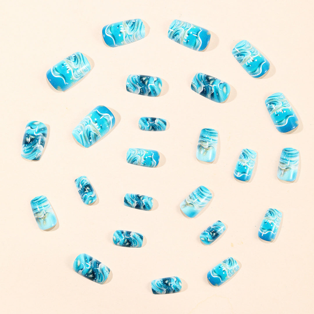 Elegant Ocean Wave Nail Art Extensions Bowlift