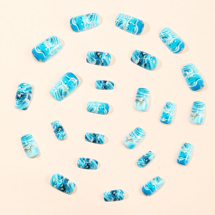 Elegant Ocean Wave Nail Art Extensions Bowlift
