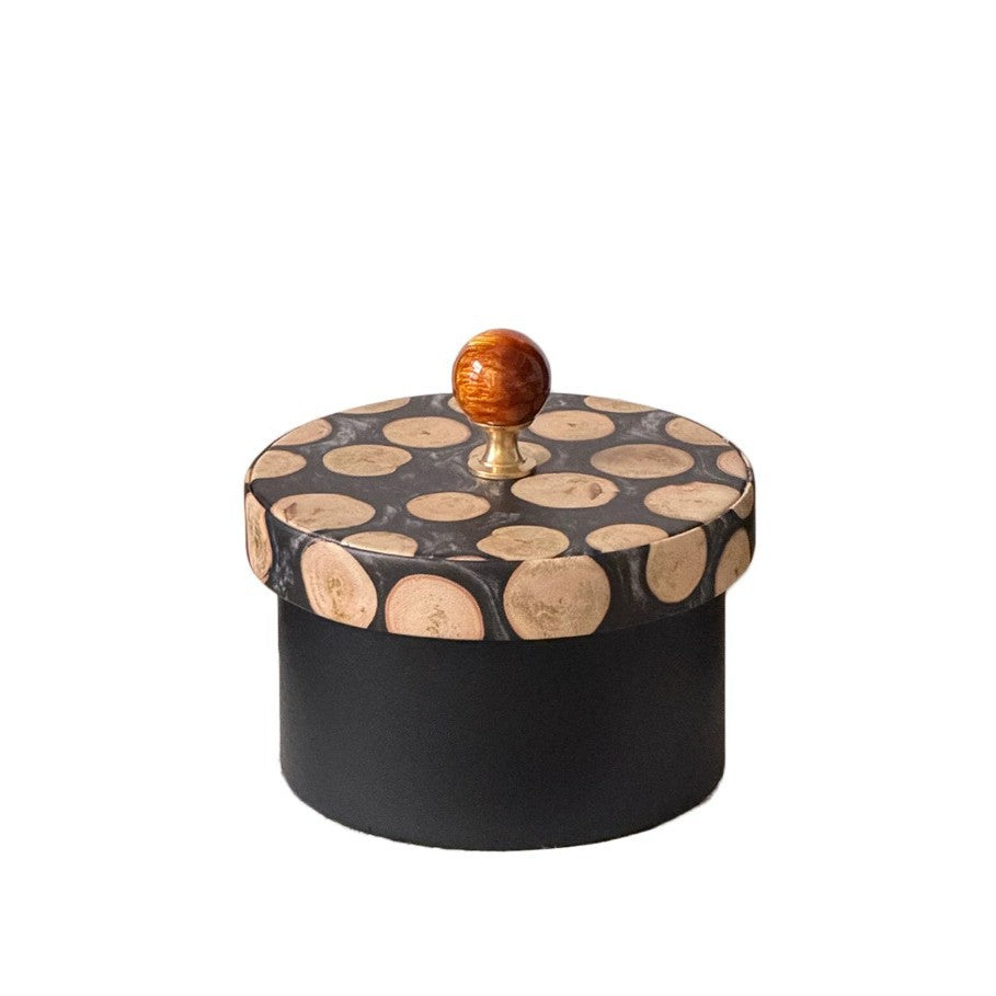 Decorative Storage Container with Organic Wooden Lid