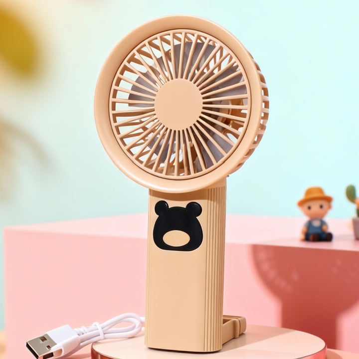 Ladies Portable Personal Fan with Animal Motif Bowlift