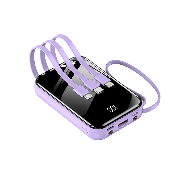 Portable power bank with integrated charging cables and digital display Bowlift
