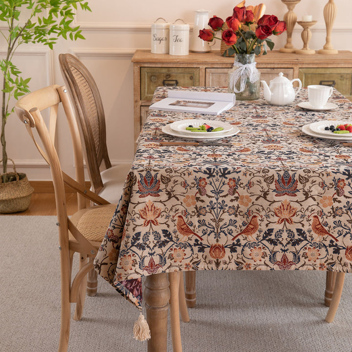 Ornate Floral Printed Tablecloth