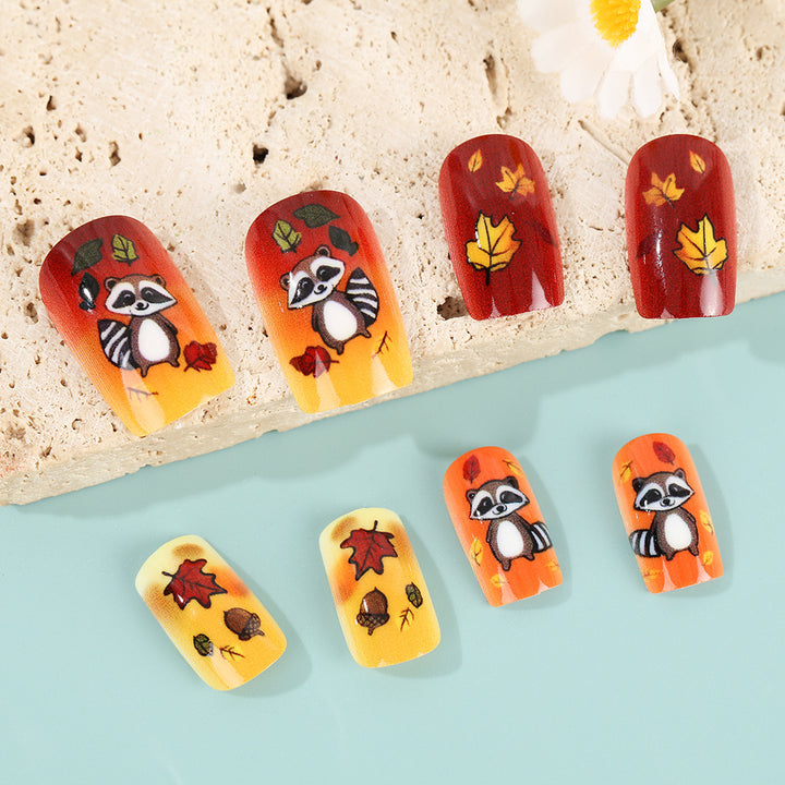 Artificial nails with autumnal animal and leaf patterns Bowlift