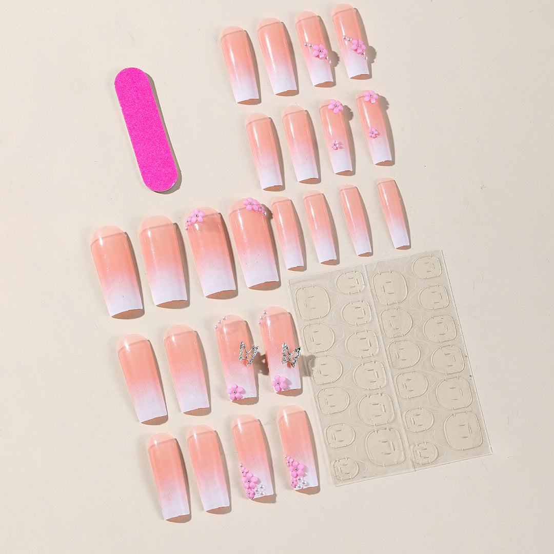 Floral Embellished Press-On Nail Art Bowlift
