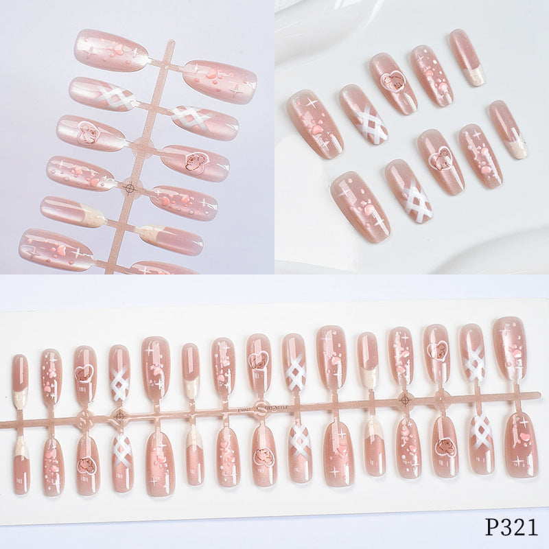 Artistic Decorative Press-On Nail Set Bowlift