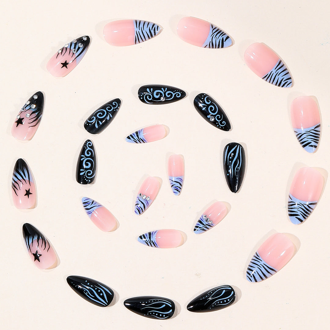 Artistic Stiletto Nail Art Extensions with Rhinestone Accents Bowlift