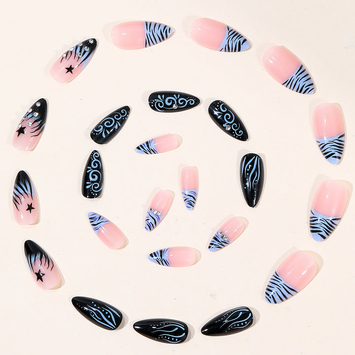 Artistic Stiletto Nail Art Extensions with Rhinestone Accents Bowlift