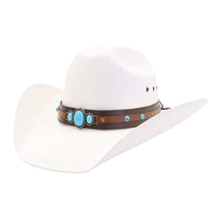 Turquoise Straw Western Hat | Bowlift
