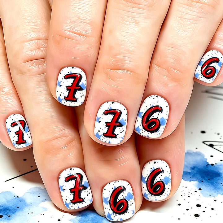 Artistic Numbered Press-On Nail Set Bowlift